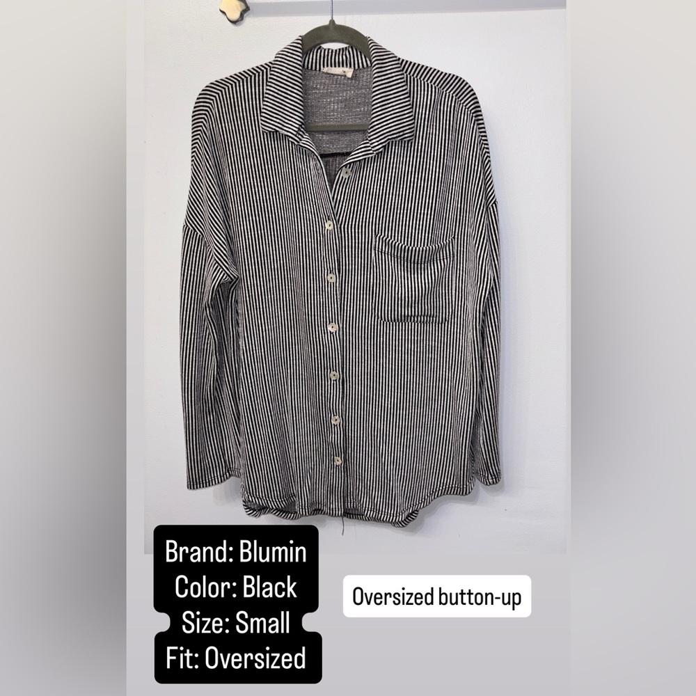 Blumin Black & White Striped Button-Down Shirt